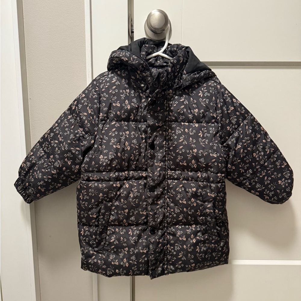Rylee + Cru Black Floral Kids Puffer Jacket